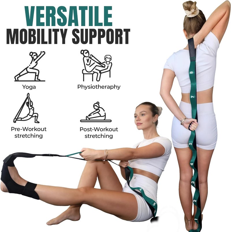 STRECTRA Stretch Strap with Loops Physical Therapy - Full Body Exercise Straps for Stretching with Detachable Foot - Leg & Calf Stretcher for Plantar Fasciitis, Physical Therapy, Pain Relief, and Flexibility - Image 4